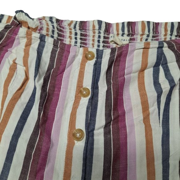 Aeropostale Cold Shoulder Dress Buttons Short Stripes Button Front Womens Large - Picture 7 of 9